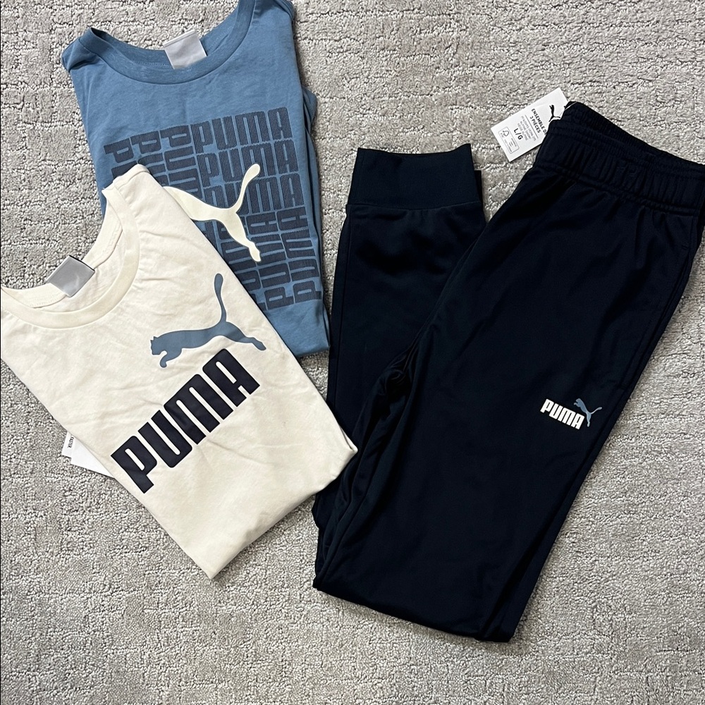 Puma Blue and White Tees with Navy Joggers